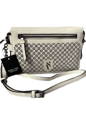 Simply Vera Vera Wang White Laser-Cut Geometric Design Sintra Crossbody NWT